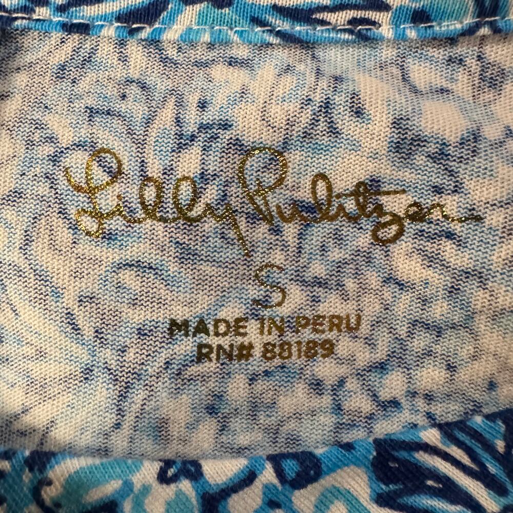 Lilly Pulitzer Small Belden T-Shirt Dress Floral Stretch Ruched Sleeves Cotton - Picture 7 of 9